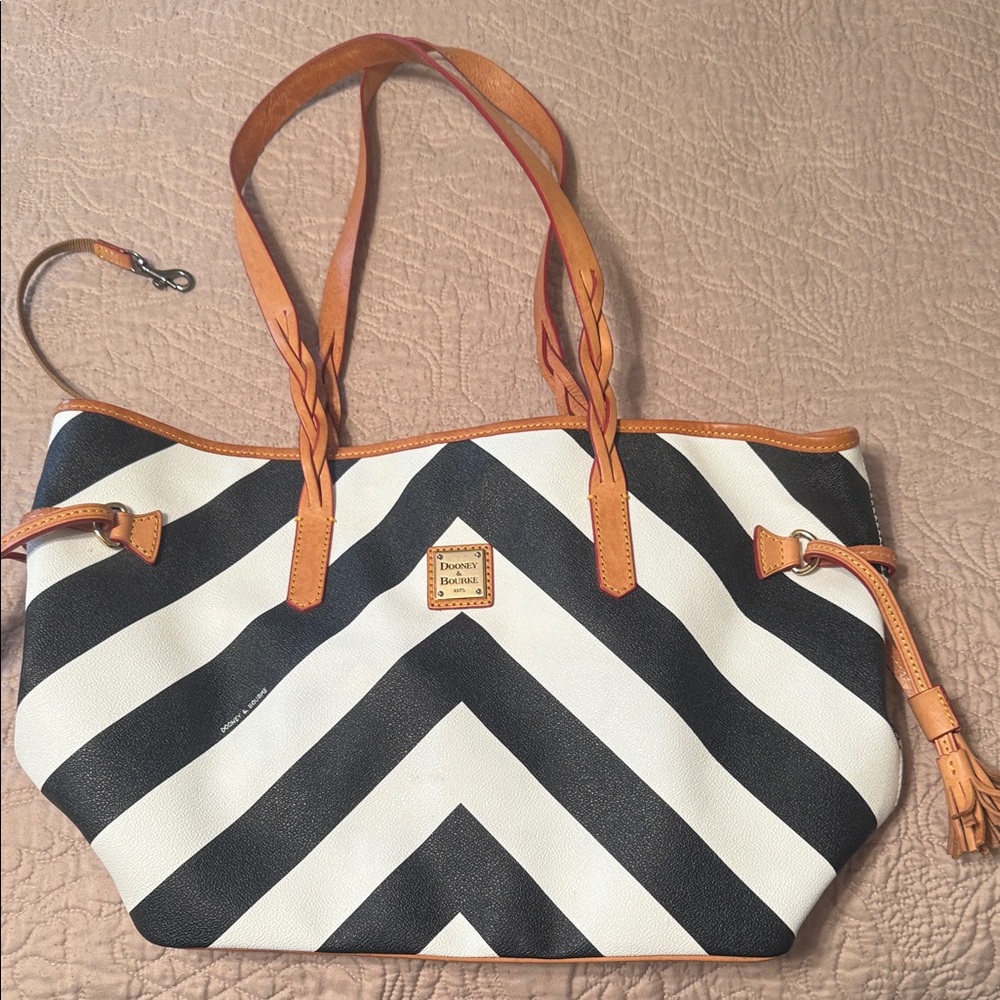 Dooney & Bourke Black and White Striped Tote